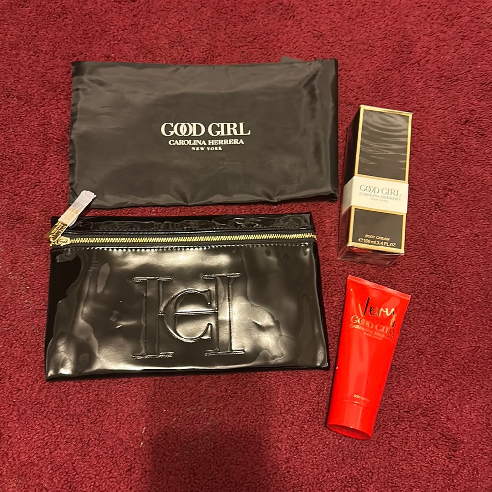 Brand new Carolina Herrera body lotion/cream & pouch